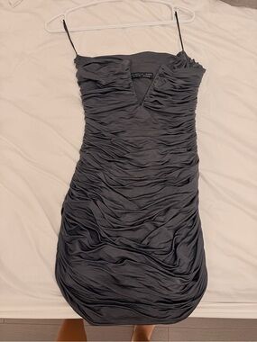 Jen Ceballos x Mango black ruched mini dress